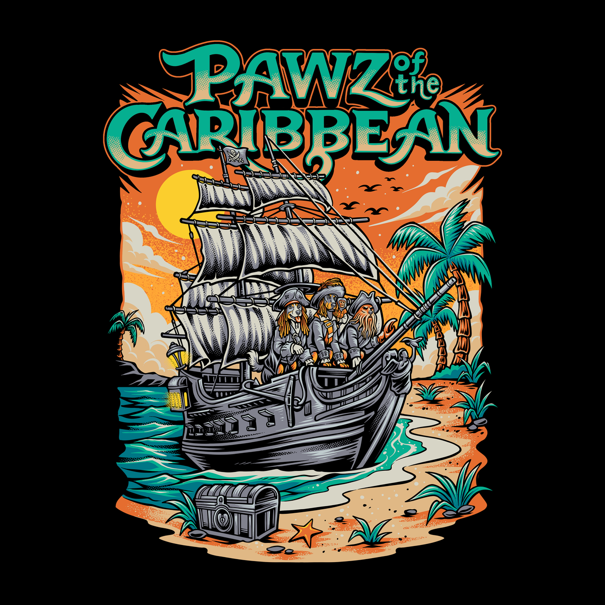 Pawz Of The Caribbean (Adult Short Sleeve T-Shirt)