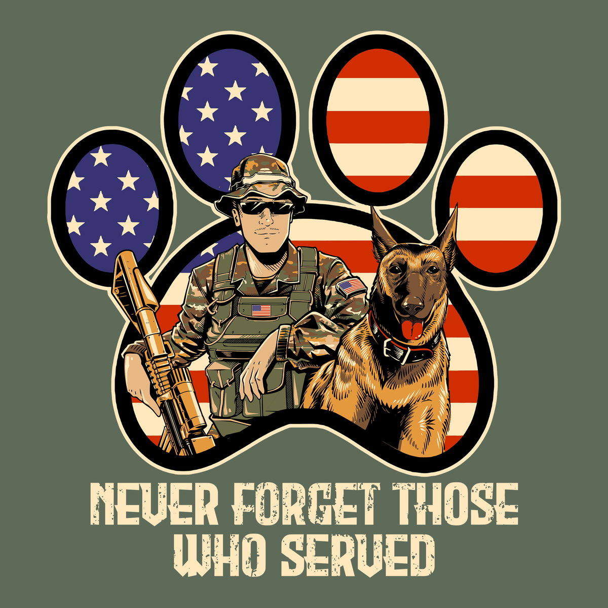 Freedom Pawz - Military Green (Adult Short Sleeve T-Shirt)