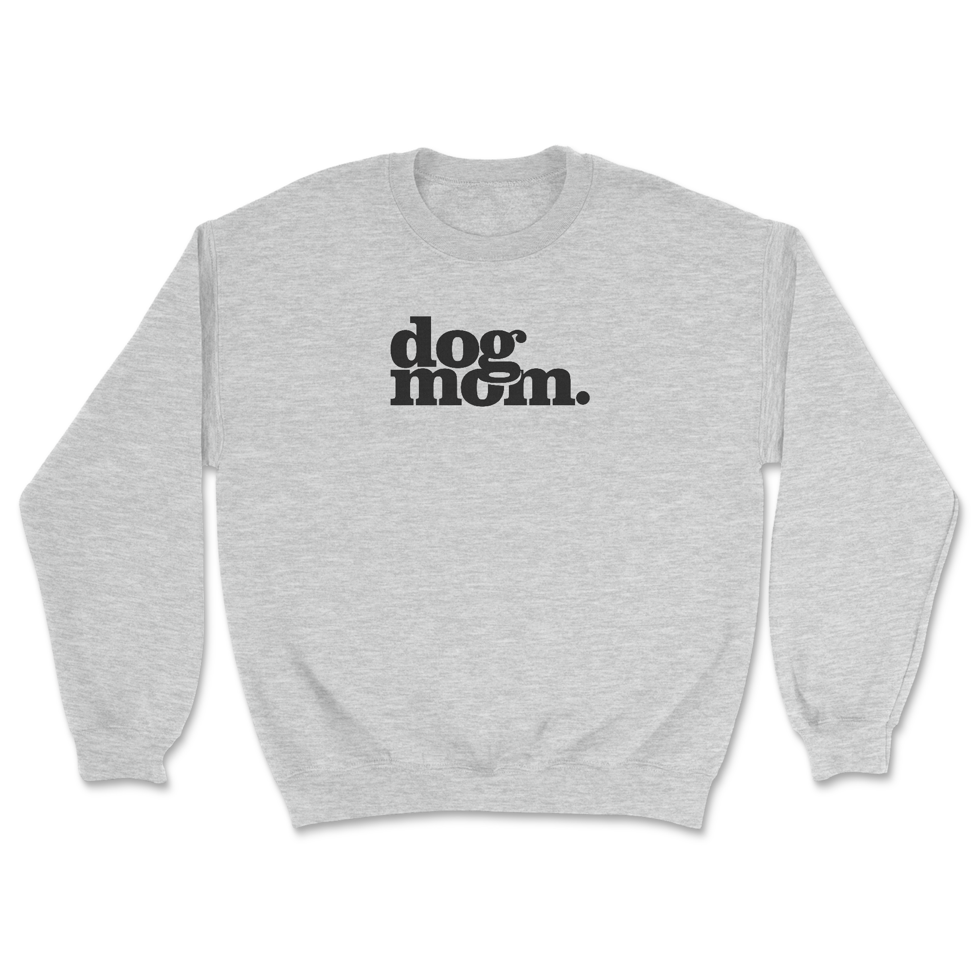 Dog Mom (Black) - Sports Grey (Adult Crewneck)
